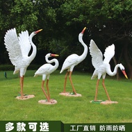Outdoor Simulation Bird Egret Glass Steel Sculpture Garden Courtyard Rockery Pool Landscaping Garden