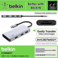 BELKIN AVC007btSGY 5-in-1 USB-C Multiport Adapter Hub (HDMI/USB 3.0/SD Card)