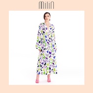 [MILIN] Collarless long sleeve flowy Butterfly digital Printed satin robe เสื้อคลุมยาวแขนกุดคอวีผ้าซ