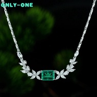 7*9 MM 3 CT Emerald High Carbon Diamond Gemstone Pendant Necklaces 925 Sterling Silver For Women Jew