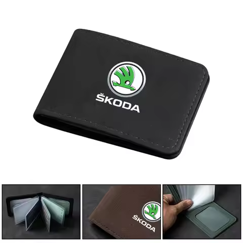 Suede Driver License Holder Card Bag Credit Card Wallet Holder For Skoda Octavia SUPERB RAPID KAROQ 