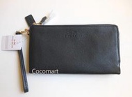 福利品【Coach 54056 雙拉鍊手拿包】黑色馬車壓印 適iphone6 plus附美購證、提袋~現貨在台~