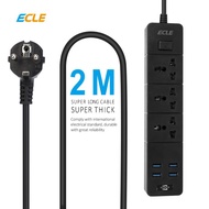 ECLE Power Strip Stop Kontak 3 Power Socket 4 USB Port terlaris