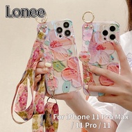 For iPhone 11 Pro Max iPhone 11 Pro iPhone 11 Crossbody Lanyard Wrist Strap Phone Case , Bluray Glitter Oil Painting Flower Diamond Soft Cover Case
