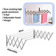 Aluminium Retractable Drying Rack Cloth Hanger Rak sangkut tuala towel rack wall-mounted Rak tuala Towel hanger rack