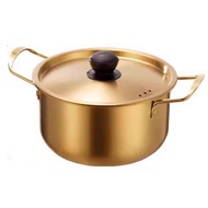 South Korea Instant Noodle Pot Small Saucepan For Home Stainless Steel Double-Ear Snail Rice Noodles Special Soup Pot Korean Style Ramen Pot Neutral