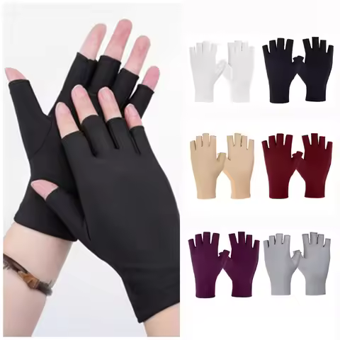 Half Fingers Gloves Summer Breathable Thin Semi-Finger Driving Glove Sunscreen Anti-Uv Fingerless Gl