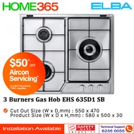 Elba 3 Burners Gas Hob EHS 635D1 SB