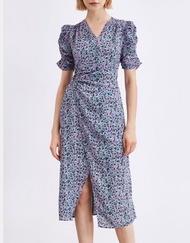 URBAN REVIVO Korean dress Women Dress High-End Chiffon Floral Temperament Slimmer Look UR Summer  Mid-Length Cover Belly