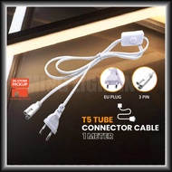 LED T5 Strip Light Connector Cable EU 2 Pin Plug Tube 3-Pin Cord Wire Wayar Lampu Siling Hiasan Kabe