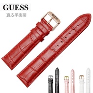 Guess 12 14 16 18 20mm red buckle genuine leather strap wrist watch for women and men