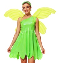 AOBUTE Women Halloween Peter Pan Costume Shiny Tinker Bell Costume Dress Adult Family Cosplay