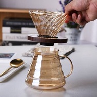 其他品牌 - 手沖日式棕色迷你咖啡壺套裝現代簡約家用手動大容量玻璃咖啡壺 咖啡壺