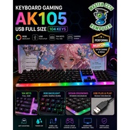 AK105 RGB Gaming Keyboard USB Full Size 104 Keys Colorful LED Lights