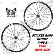 Sticker Decal Rims Intro7 Type B Fixed Gear Road Bike Fixie Track Bike 700c