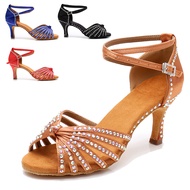 7CM Dancing Shoes For Women Girls Satin Dance Shoes Latin Salsa Ballroom Indoor Heels 7CM