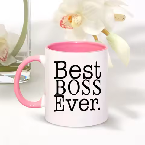 Lady Best Boss Ever Coffee Mug 11oz Pink Black White Color Ceramic Creative Mugs Milk Cup Lady Woman