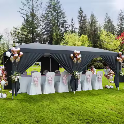 10x20 Pop Up Canopy Tent With 6 Removable Sidewalls, Heavy Duty Commercial Canopy, Waterproof Party