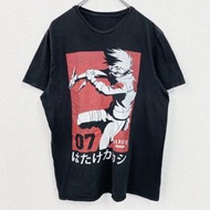 古著火影忍者疾風傳旗木卡卡西短袖動漫印花 T 卹，人物設計，黑色