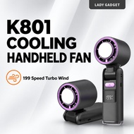 K801 Fan Rechargeable Strong 199 Level Wind Speed Electric Fan Digital Display Adjustable Turbo Port