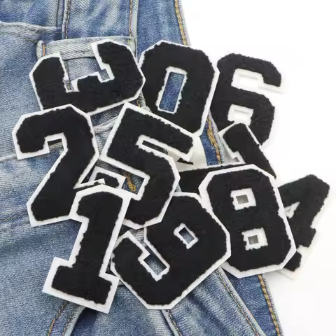 1PC4.8Cm Black 0-9 Number Letter Patches For Clothing Hat Jacket Shose Sew Embroidery Applique Patch
