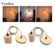 [Vsenkes] Vintage Wood Pendant Lamp Holder with E27 Socket Modern Ceiling Light Cord Kit for Bedroom