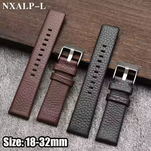 Genuine Leather Watch Band for Diesel Dz7313 Dz7322 7257 4323 1657 Series Litchi Pattern Cowhide Str
