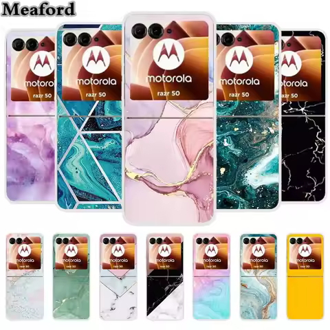 For Motorola Razr 50 Ultra Case Marble Hard Plastic PC Back Cover Phone Cases For Motorola Moto Razr