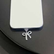 1pc Metal Rhinestone Bow Charm/Phone Charging Port Dust Plug/Decoration Pendant/Compatible With IPho