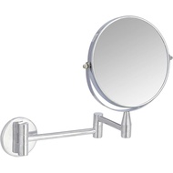 Basics Wall Mount Round Vanity Magnifying Bathroom Mirror, 1X/5X Magnification, 12.8"L x 10"W, Chrom