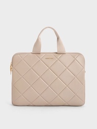 Aubrielle Quilted Laptop Bag - Taupe