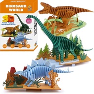 3D Paper Puzzle, 3 Assorted Dinosaurs, Premium Cardboard Models, DIY Kit for Child, Educational Craf