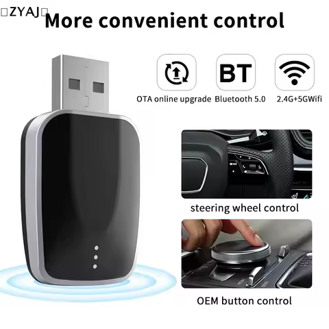 〔ZYAJ〕2 in 1 Wireless CarPlay Android Auto Adapter AI Mini Box Plug Play Automatic for Car Radio 99 