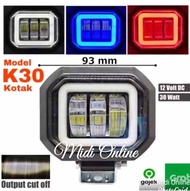 Lampu Daymaker Mini 3 lensa - Lampu Tembak CWL 3Mata Kotak - Lampu Tembak Sorot 3Mata Kotak Plus Rin