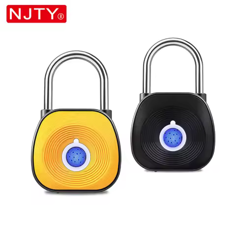 NJTY Fingerprint Padlock Digital Padlocks High Security for Outdoor, Luggage, Cabinet with USB Recha