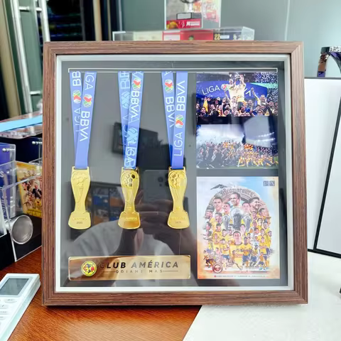 Club América Liga MX Champions Football 3 Gold Medal With Big wooden Frame
