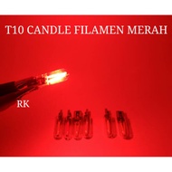 MERAH LED SENJA T10 RED SUPERBRIGHT FILAMENT CANDLE | T10 LED CANDLE FILAMENT LED