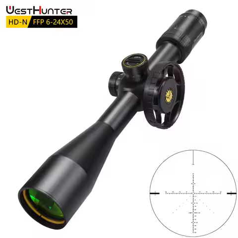 WestHunter HD-N 6-24x50 FFP Riflescope First Focal Plane Optical Sights 1/8 MOA Turret HD Glass Etch