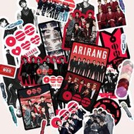 6 Pages/110 Pcs, K-POP B/TS, ARMY OT7, ARIRANG, Red & Black Tone, JIN/JK/JIM Stickers, Pop Music Ido