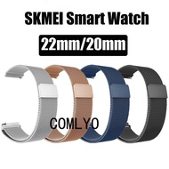 For SKMEI Smart Watch Strap Stainless Steel Metal Women Men Band 20MM 22MM