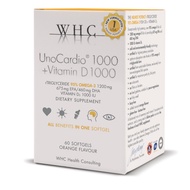 WHC Unocardio Omega 3 Fish Oil + Vitamin D3 1000MG 60 Capsules High Strength Omega 3 EPA DHA