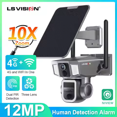 LS VISION 4G/WiFi 2 In 1 Solar Secutrity Camera Outdoor Dual Screen 4K 10x Zoom Dual PIR Auto Tracki