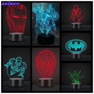 The Avengers Figure LED Remote Night Light Iron Man Spiderman Deadpool Hulk Bedside Desk USB Lamp Home +Q*W