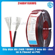 [1 meter]Double wire 2468 18AWG 2 colors red - black core 0.75mm2 PVC shell