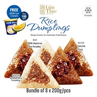 Free MSW Durian Ice Cram [Bundle of 8 | 3 Types] Frozen - Pork Rice Dumplings | Nyonya | Salty Bak Chang | Vegetarian