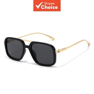Unisex Metal Square Sunglasses Uv400 Tinted Lens Double Beam Temple Street Travel