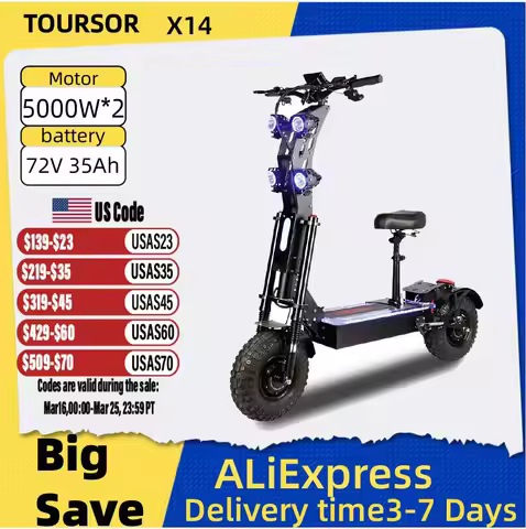 TOURSOR X14 4000W*2 Dual Motor 60V45Ah Battery E-Scooter Electric Scooter For Adults 14" Off-road Ti