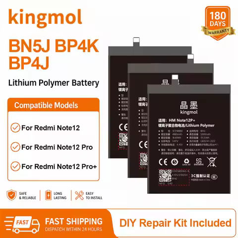 Kingmol Real Capacity Battery for Redmi Note 12 Pro Plus BP4J BN5J BP4K Replacement Batteries for Po