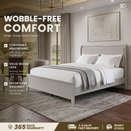 2026 Versatile Decor | Kolly Modern Linen Cushioned Bedframe | Aesthetic Solid Wood Leg Bed for Mini