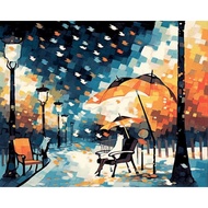 RUOPOTY Painting By Number Street Night Picture Drawing On Canvas Coloring By Number For Adults Kit 